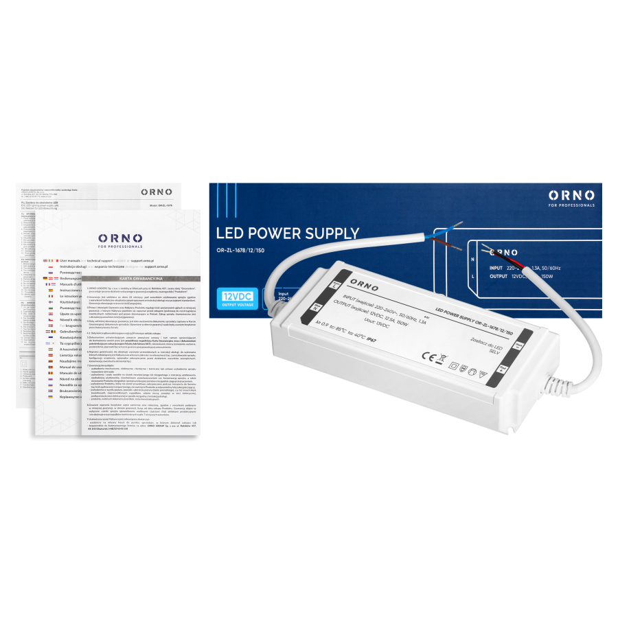 LED driver, hermetic, 12V, 150W, IP67, plastic housing