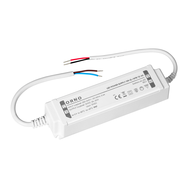 LED driver, hermetic, 12V, 60W, IP67, plastic housing