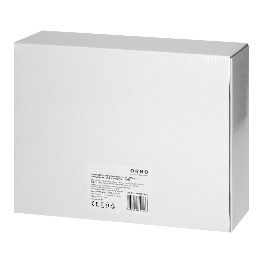 Surface-mounted single-pole switch + Single socket ToDo, IP20, 2P+E, Schuko, black, 10 pcs.