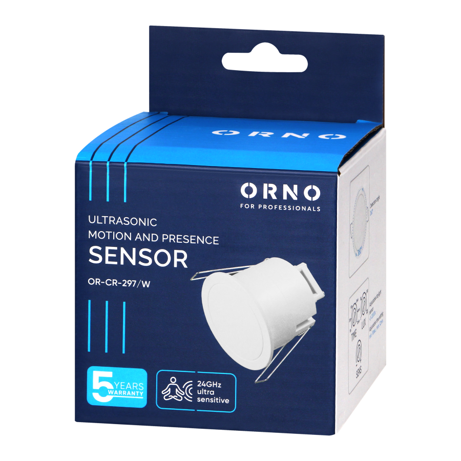 Ceiling mounted ultrasonic motion and presence sensor, IP65, 2000W