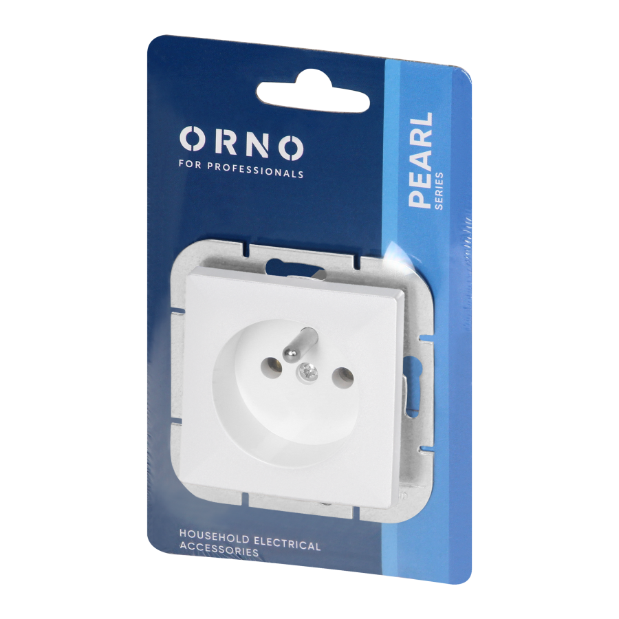 Flush-mounted single socket 2P Pearl, 16A, 250V, PT-15P, white