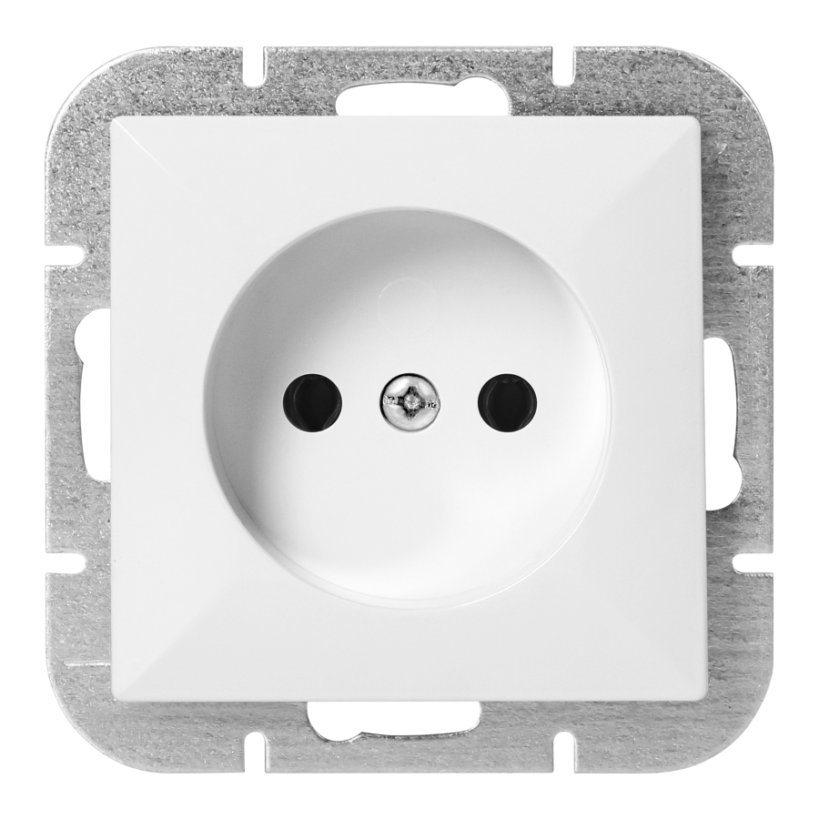 Flush-mounted single socket 2P Pearl, 16A, 250V, PT-15P, white