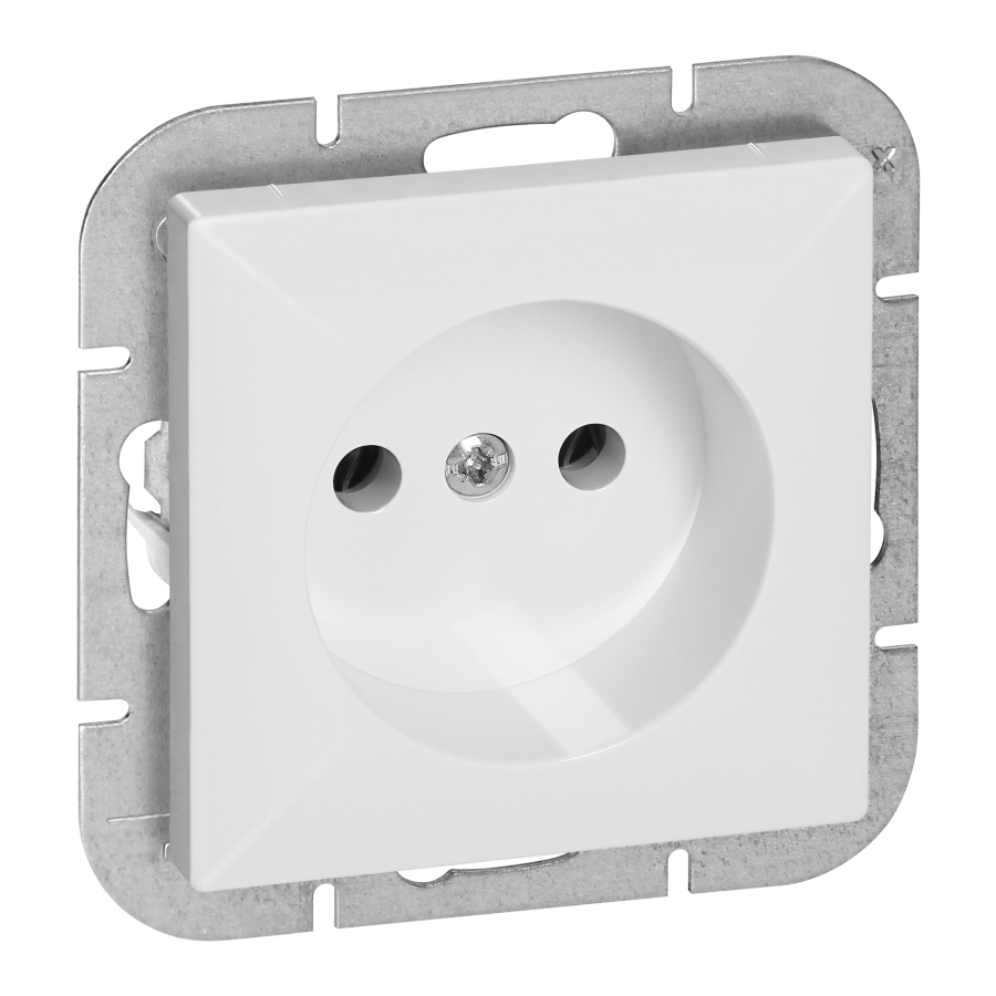 Flush-mounted single socket 2P Pearl, 16A, 250V, PT-15P, white