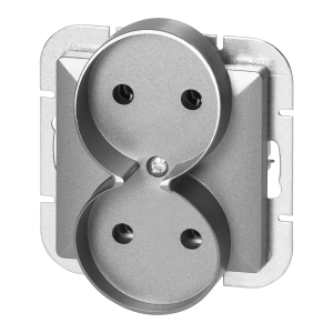 Gniazdo podwójne p/t 2x2P Pearl, 16A, 250V, PT-5PR, srebrny