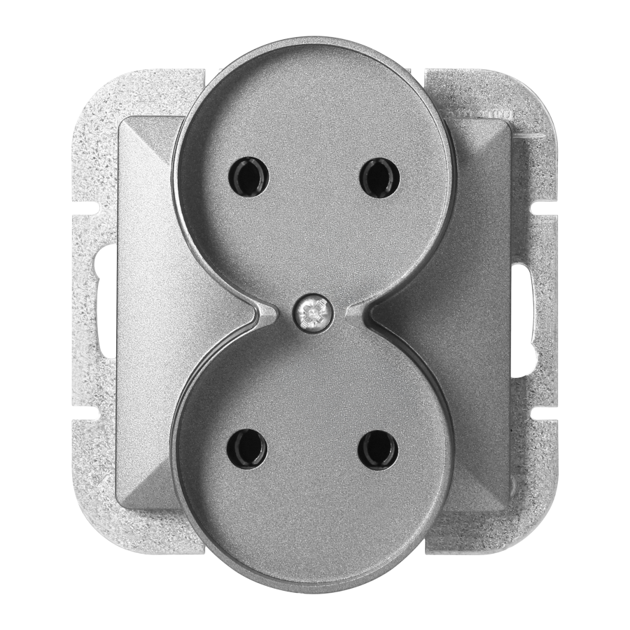 Gniazdo podwójne p/t 2x2P Pearl, 16A, 250V, PT-5PR, srebrny