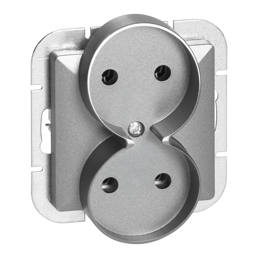 Gniazdo podwójne p/t 2x2P Pearl, 16A, 250V, PT-5PR, srebrny