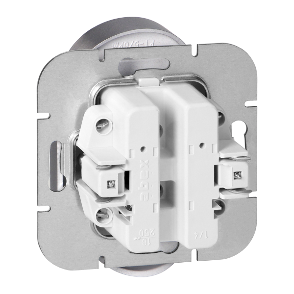 Flush-mounted double socket 2x2P Pearl, 16A, 250V, PT-5PR, silver