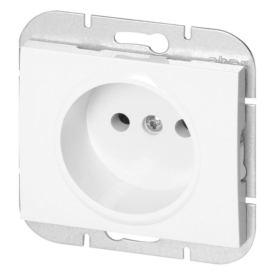 Flush-mounted single socket 2P Onyx, 16A, 250V, PT-15O, white