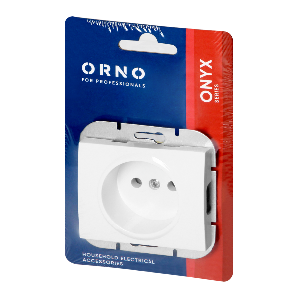 Flush-mounted single socket 2P Onyx, 16A, 250V, PT-15O, white