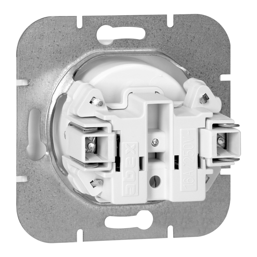 Flush-mounted single socket 2P Onyx, 16A, 250V, PT-15O, white