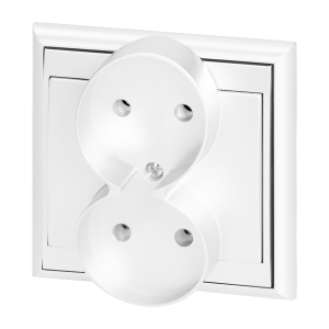 Flush-mounted double socket 2x2P Luna, 16A, 250V, PT-5LR, white