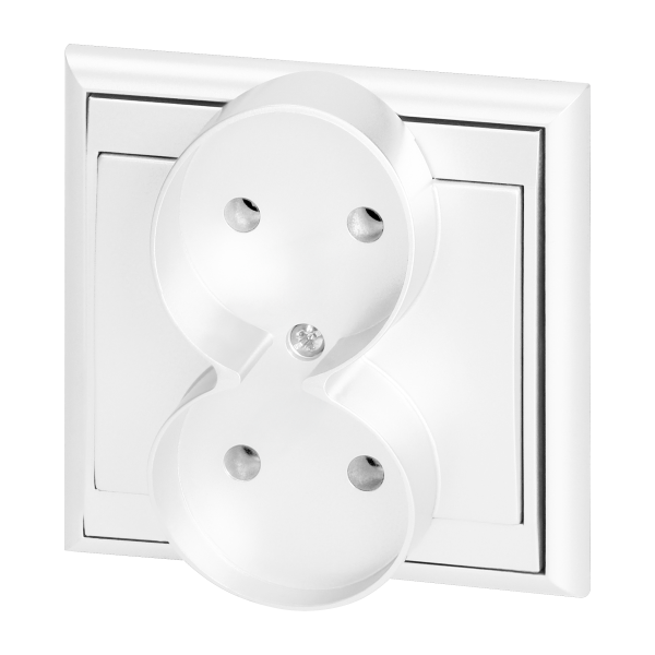 Flush-mounted double socket 2x2P Luna, 16A, 250V, PT-5LR, white