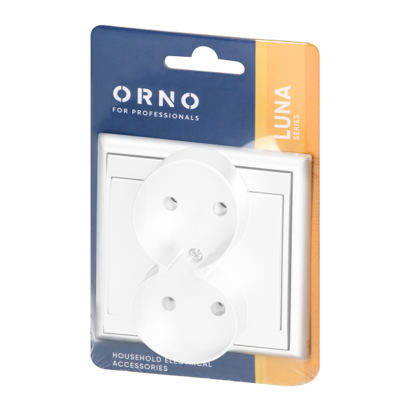 Flush-mounted double socket 2x2P Luna, 16A, 250V, PT-5LR, white