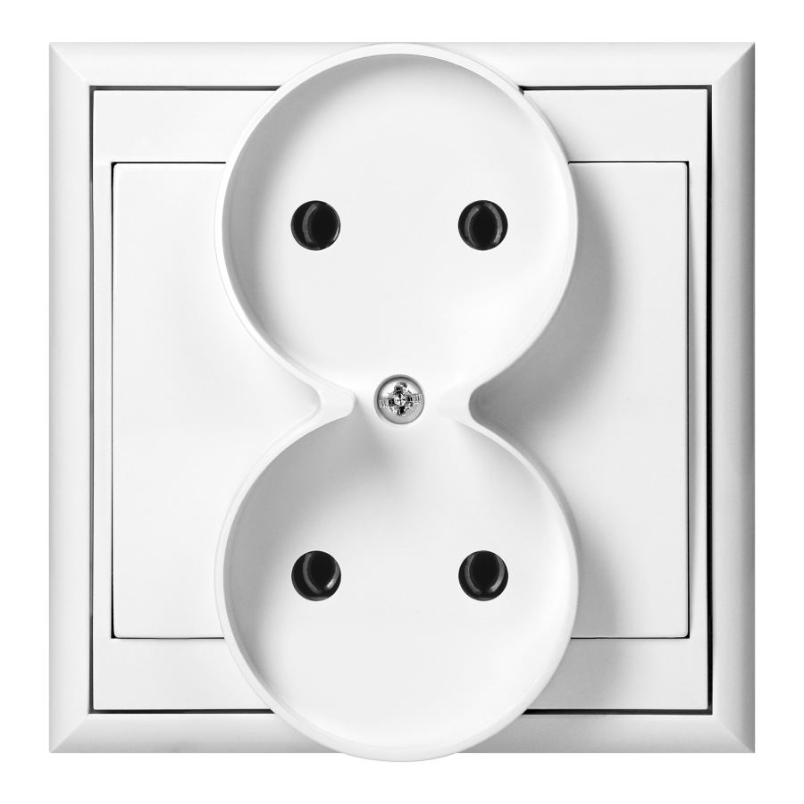 Flush-mounted double socket 2x2P Luna, 16A, 250V, PT-5LR, white