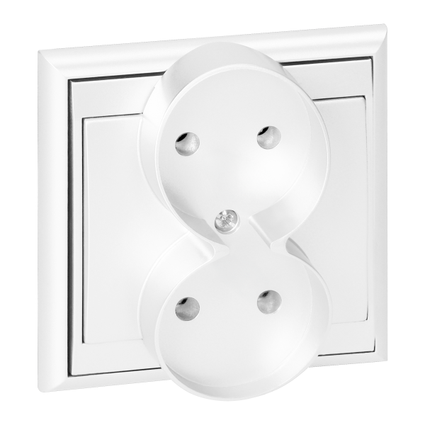 Flush-mounted double socket 2x2P Luna, 16A, 250V, PT-5LR, white