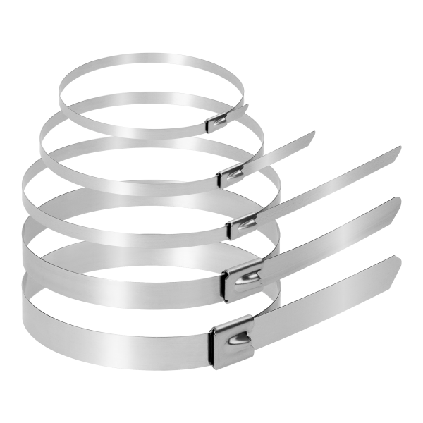 Zestaw opasek kablowych ze stali nierdzewnej, 100 sztuk, W zestawie: 4,6x100mm -20szt , 4,6x200mm -20szt, 4,6x300mm -20szt, 7,9x300mm -20szt, 10x300mm -20szt