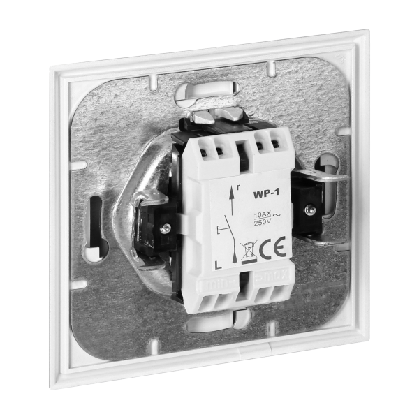 Flush-mounted single-pole switch with illumination Luna, 10A, 250V, WP-1L/S, silver