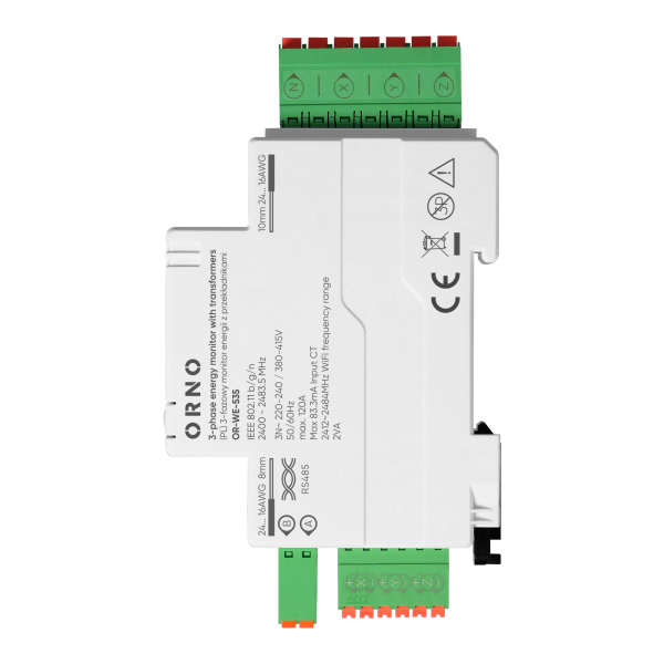 3-phase energy monitor with current transformers 120A, 230/400V, Tuya Smart Wi-Fi