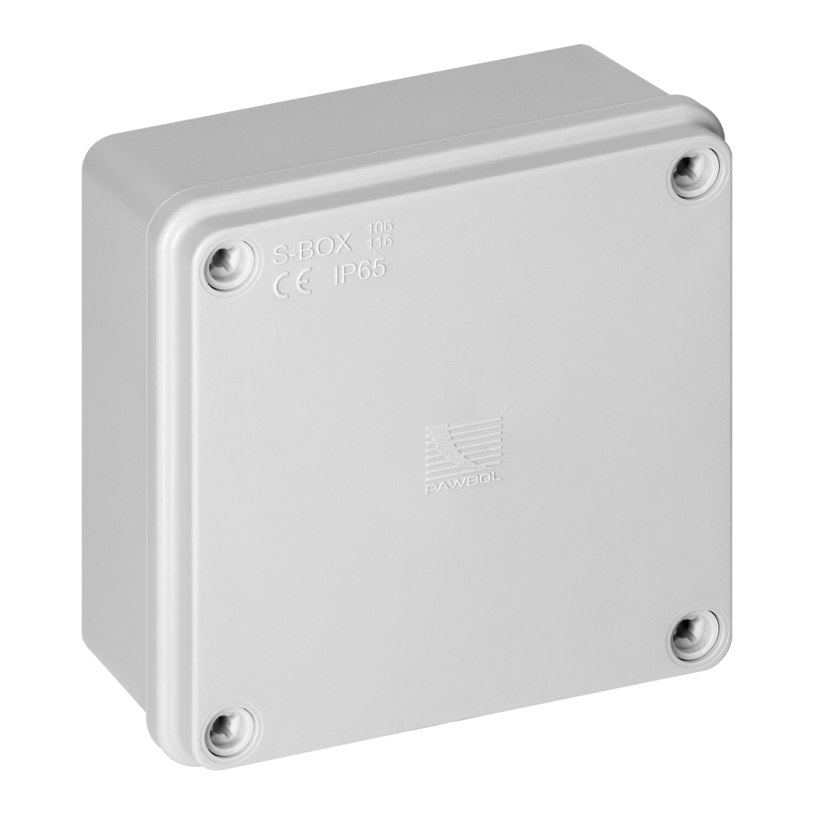 Hermetic junction box 100x100x50, without glands, grey, halogen-free, IP65