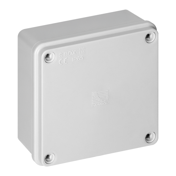 Hermetic junction box 100x100x50, without glands, grey, halogen-free, IP65