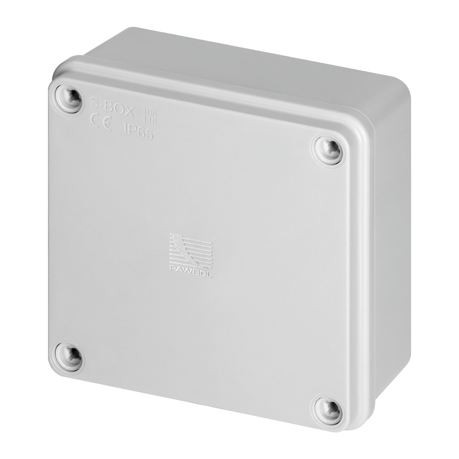 Hermetic junction box 100x100x50, without glands, grey, halogen-free, IP65