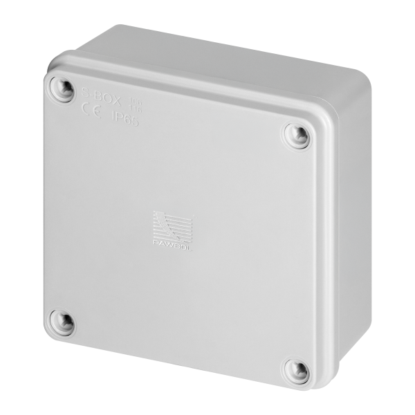 Hermetic junction box 100x100x50, without glands, grey, halogen-free, IP65