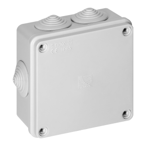 Hermetic junction box 100x100x50, 6 glands, grey, IP65