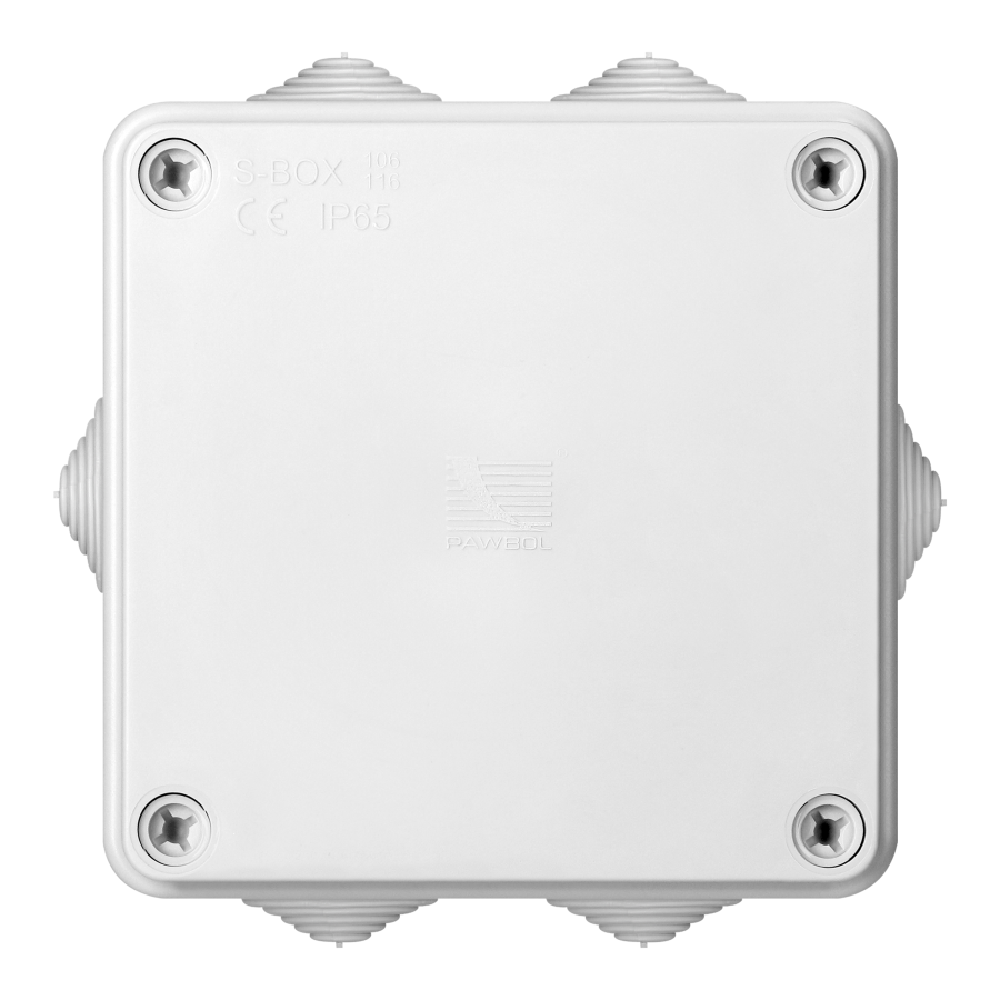 Hermetic junction box 100x100x50, 6 glands, grey, IP65