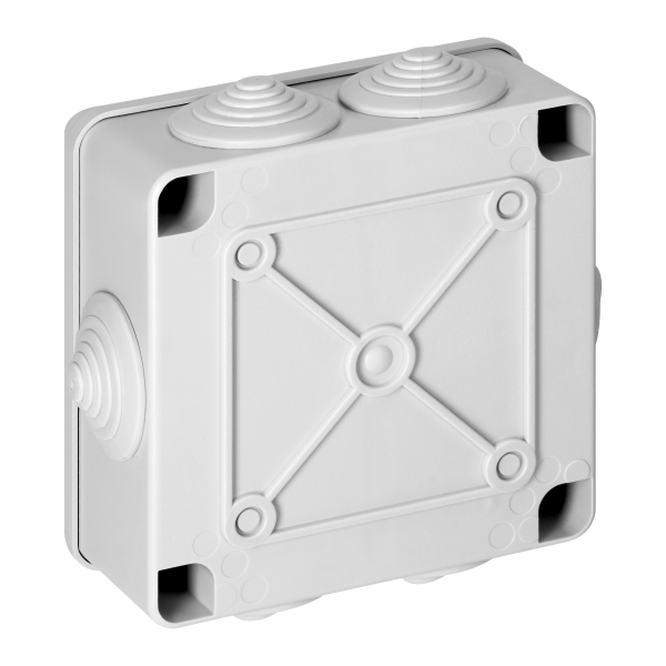 Hermetic junction box 100x100x50, 6 glands, grey, IP65