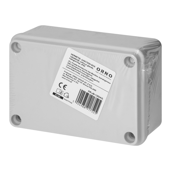 Hermetic junction box 120x80x50, without glands, grey, halogen-free, IP65