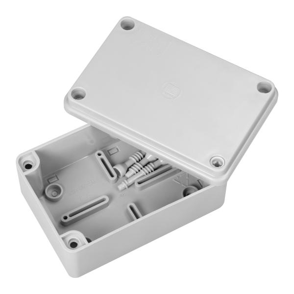 Hermetic junction box 120x80x50, without glands, grey, halogen-free, IP65