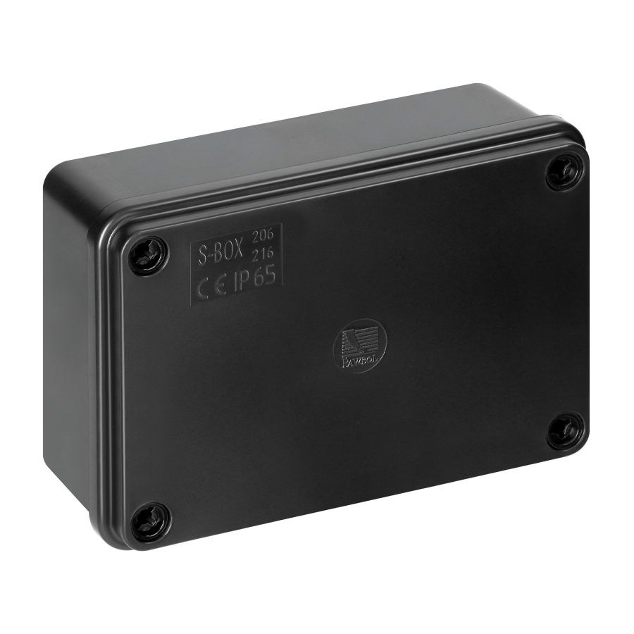 Hermetic junction box 120x80x50, without glands, black, halogen-free, UV resistant, IP65
