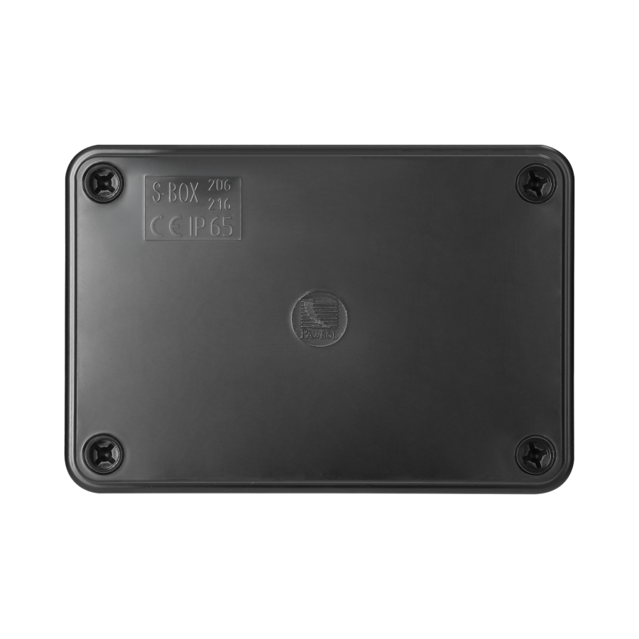 Hermetic junction box 120x80x50, without glands, black, halogen-free, UV resistant, IP65
