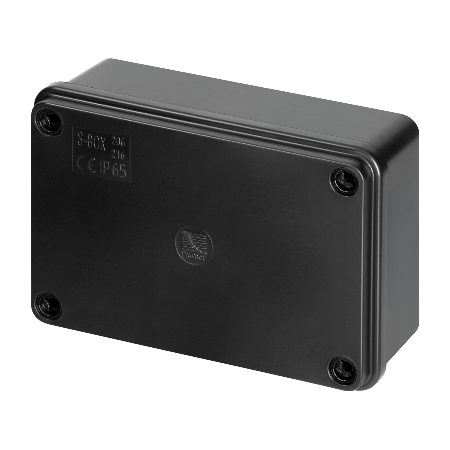 Hermetic junction box 120x80x50, without glands, black, halogen-free, UV resistant, IP65