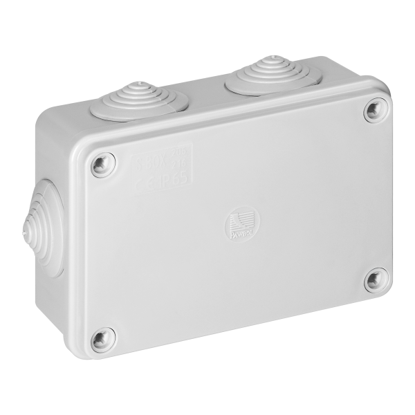 Hermetic junction box 120x80x50, 6 glands, grey, IP65