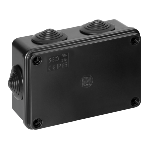 Puszka hermetyczna 120x80x50, 6 dławików, odporna na UV, czarna, IP65