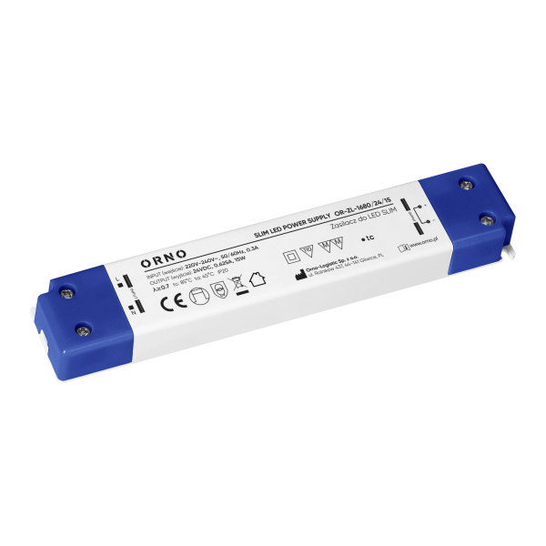 LED driver, slim, 24V, 15W, IP20, plastic housing