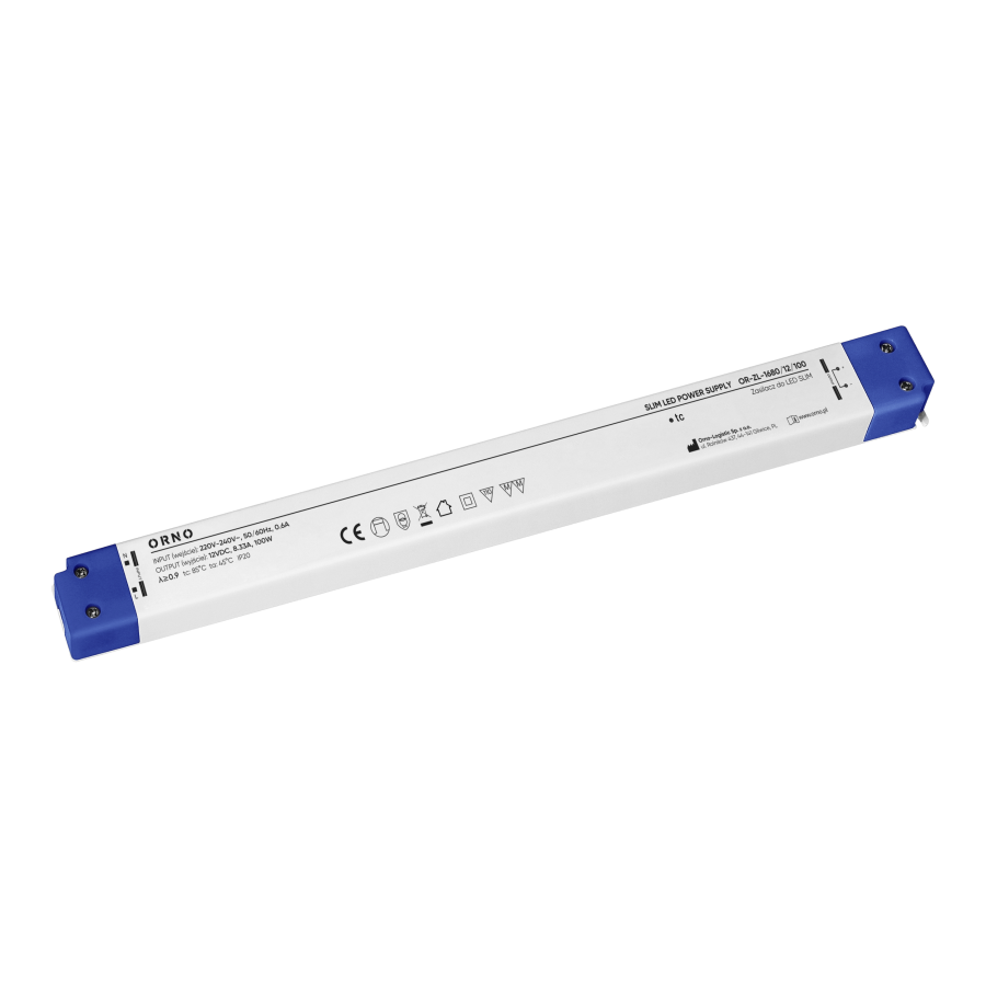 LED driver, slim, 12V, 100W, IP20, plastic housing