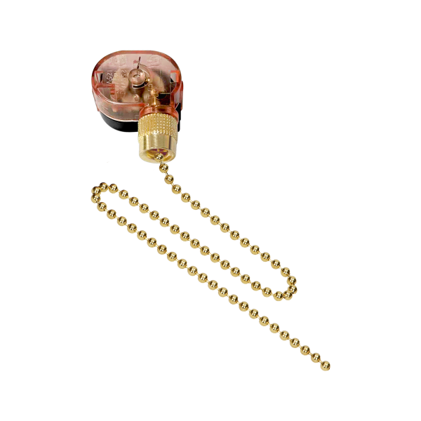 Pull chain lamp switch, gold, 3A/250VAC
