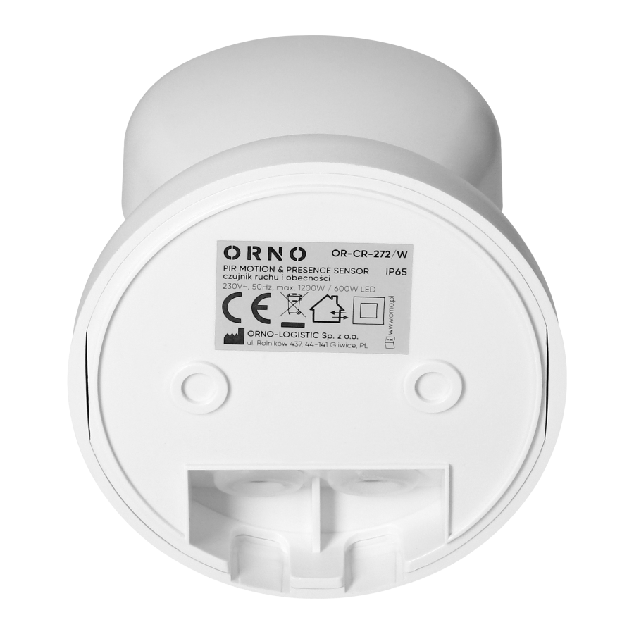 Motion and presence sensor,  IP65, 1200W, max range 24m, 360°, white