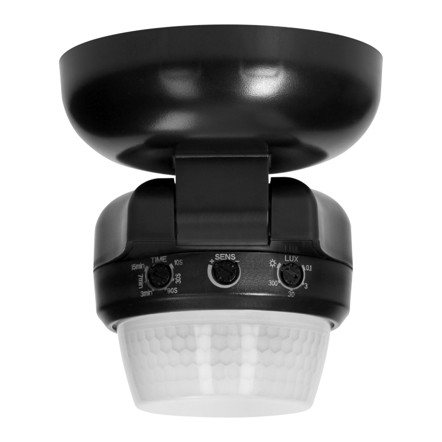 Motion and presence sensor,  IP65, 1200W, max range 24m, 360°, black