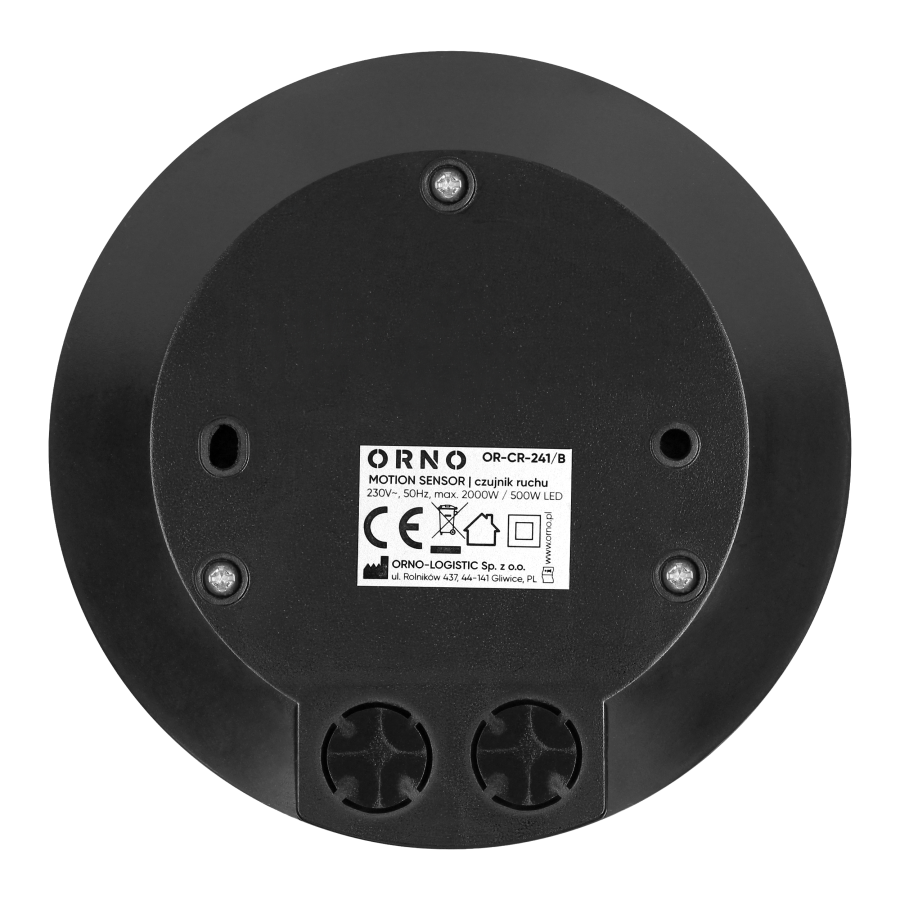 Czujnik ruchu 360 st. IP20, 2000W, ultra płaski - 2,5cm, czarny