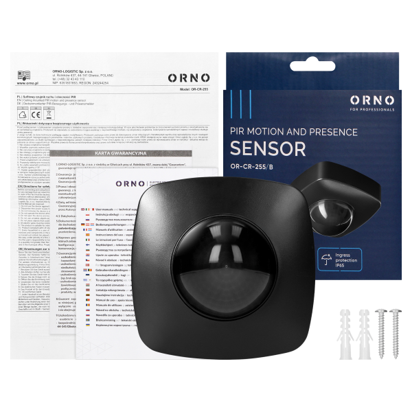 Czujnik ruchu i obecności 360°, IP65, 2000W, 3 sensory, czarny