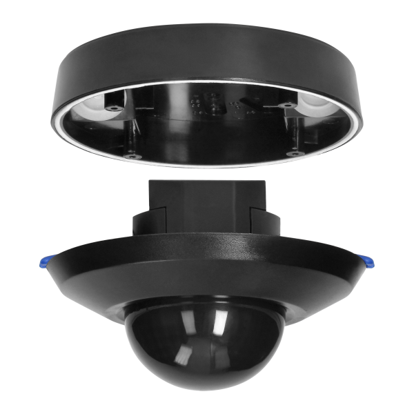 PIR presence sensor 360° with 3 detectors, IP44, 2000W, black