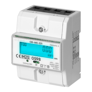 3-phase energy meter with MID, 80A, 4,3 modules, DIN TH-35mm