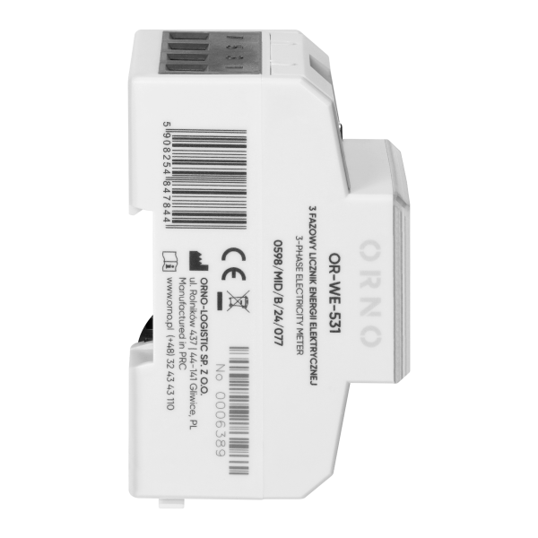 3-phase energy meter with MID, 80A, 4,3 modules, DIN TH-35mm