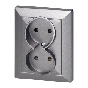 Flush-mounted double socket 2x2P Pearl, 16A, 250V, PT-5 P, anthracite