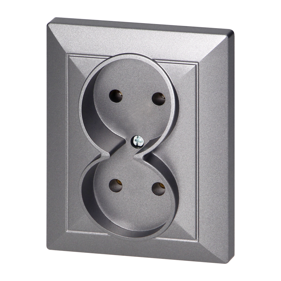Gniazdo podwójne p/t 2x2P Pearl, 16A, 250V, PT-5 P, antracyt