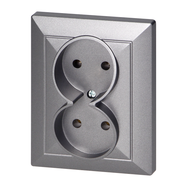 Gniazdo podwójne p/t 2x2P Pearl, 16A, 250V, PT-5 P, antracyt