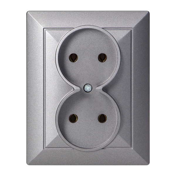 Gniazdo podwójne p/t 2x2P Pearl, 16A, 250V, PT-5 P, antracyt